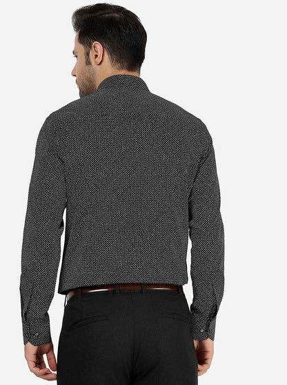 Black Printed Slim Fit Party Wear Shirt | JB Studio