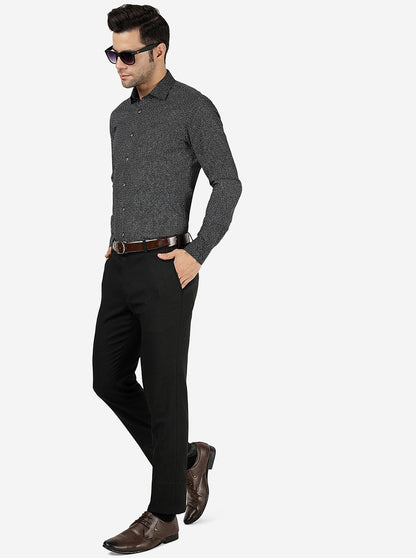 Black Printed Slim Fit Party Wear Shirt | JB Studio