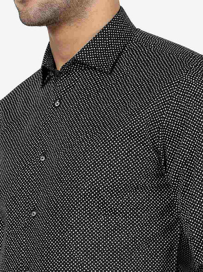 Black Printed Slim Fit Party Wear Shirt | JB Studio