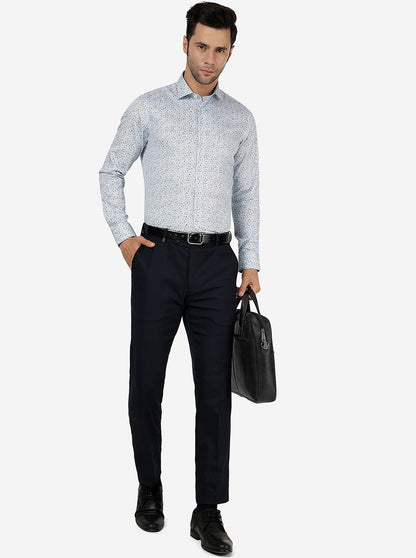 Sky Blue Printed Slim Fit Party Wear Shirt | JB Studio