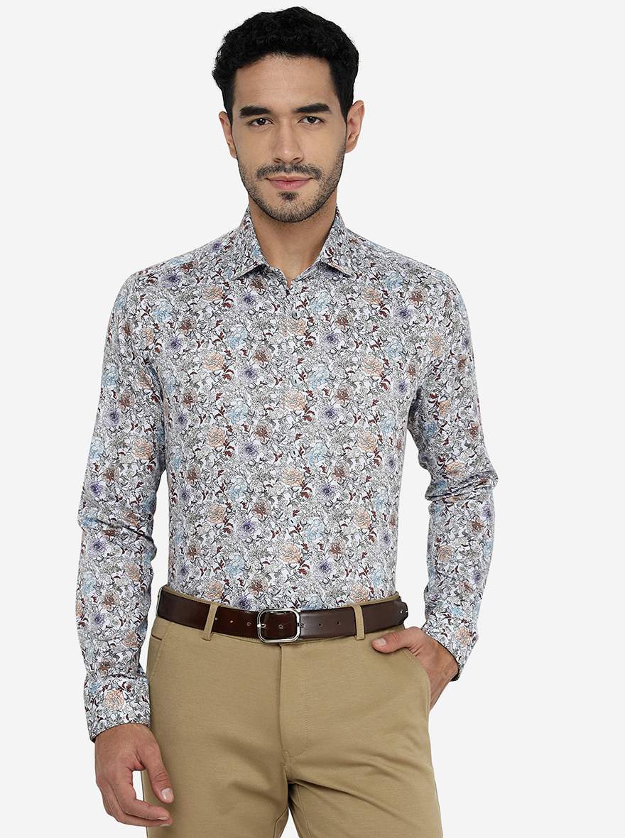 Multicolor Printed Slim Fit Party Wear Shirt | Wyre