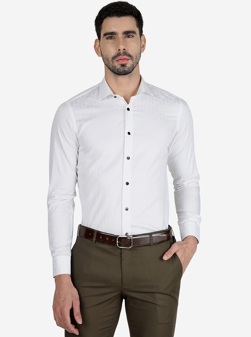 White Solid Slim Fit Party Wear Shirt | Wyre