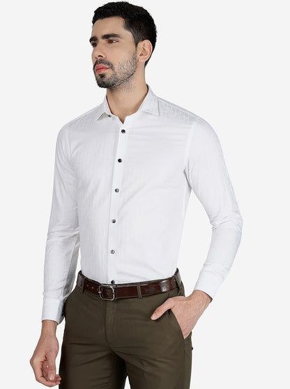 White Solid Slim Fit Party Wear Shirt | Wyre