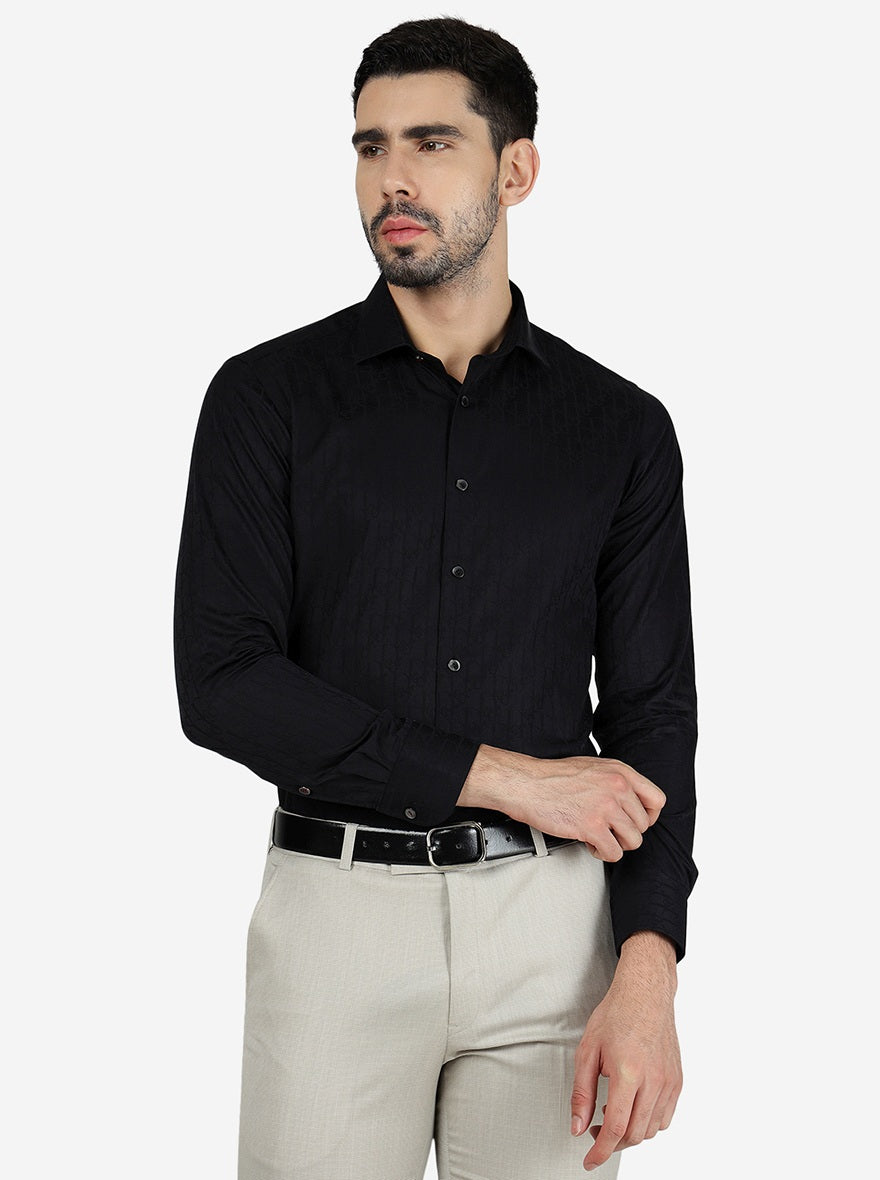 Black Solid Slim Fit Party Wear Shirt | Wyre