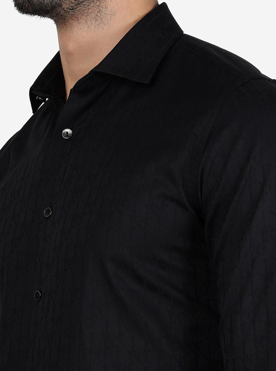 Black Solid Slim Fit Party Wear Shirt | Wyre