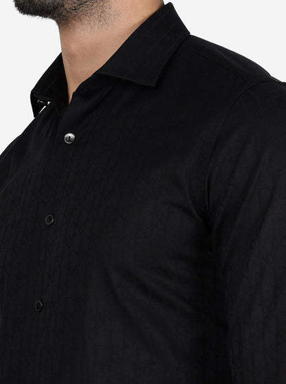 Black Solid Slim Fit Party Wear Shirt | Wyre
