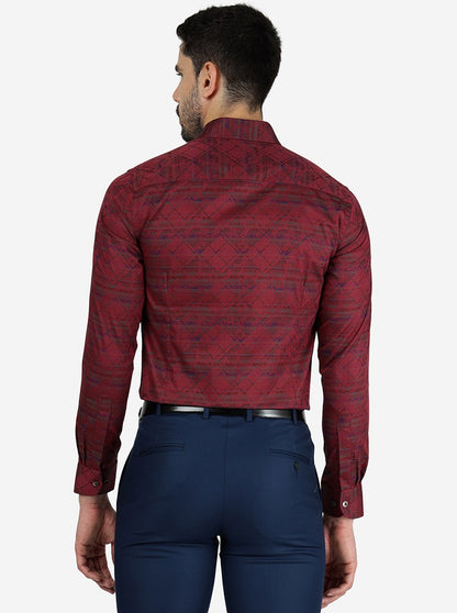 Maroon Printed Slim Fit Party Wear Shirt | Wyre