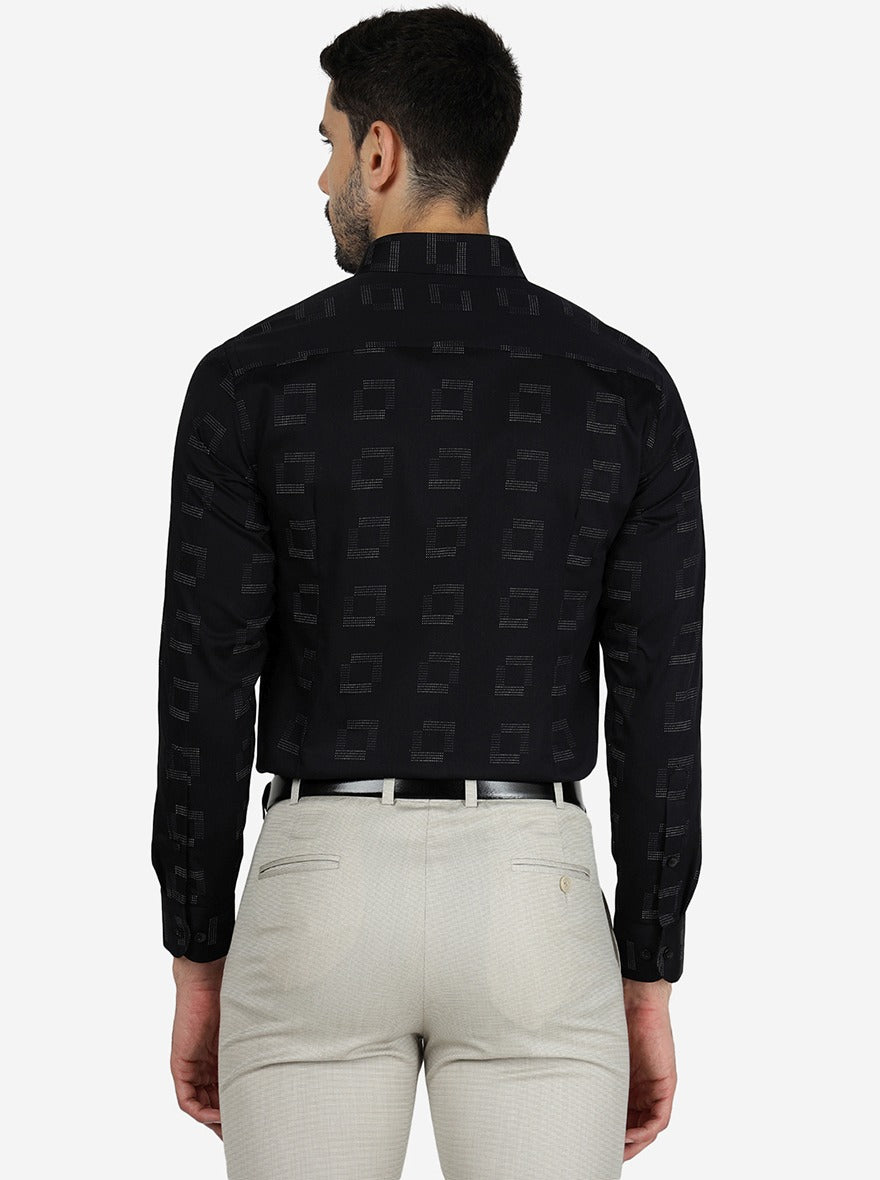 Black Printed Slim Fit Formal Shirt | Metal