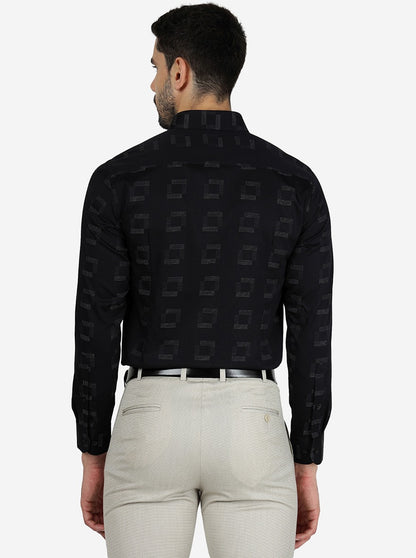 Black Printed Slim Fit Formal Shirt | Metal