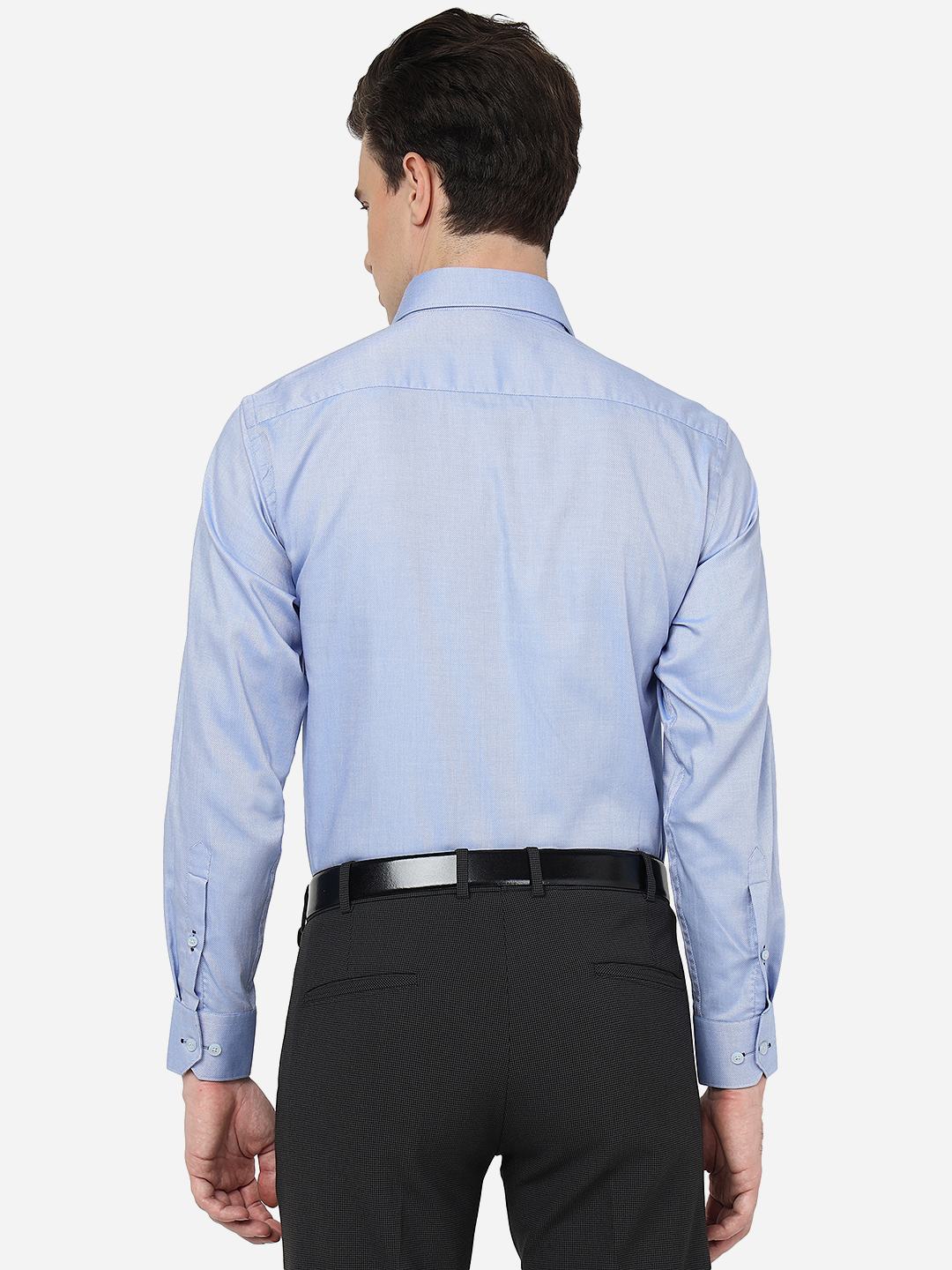 Blue Solid Regular Fit Formal Shirt | JadeBlue