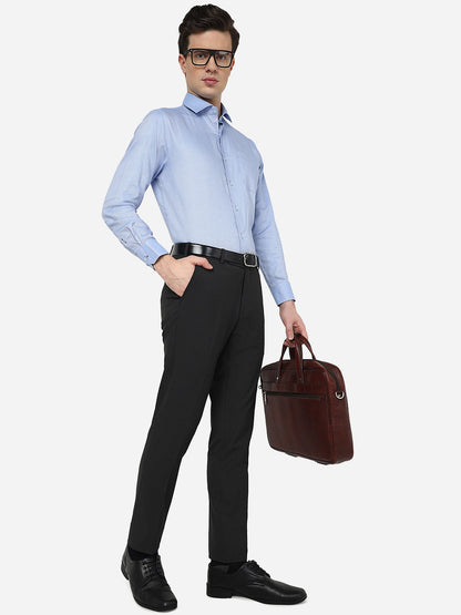 Blue Solid Regular Fit Formal Shirt | JadeBlue