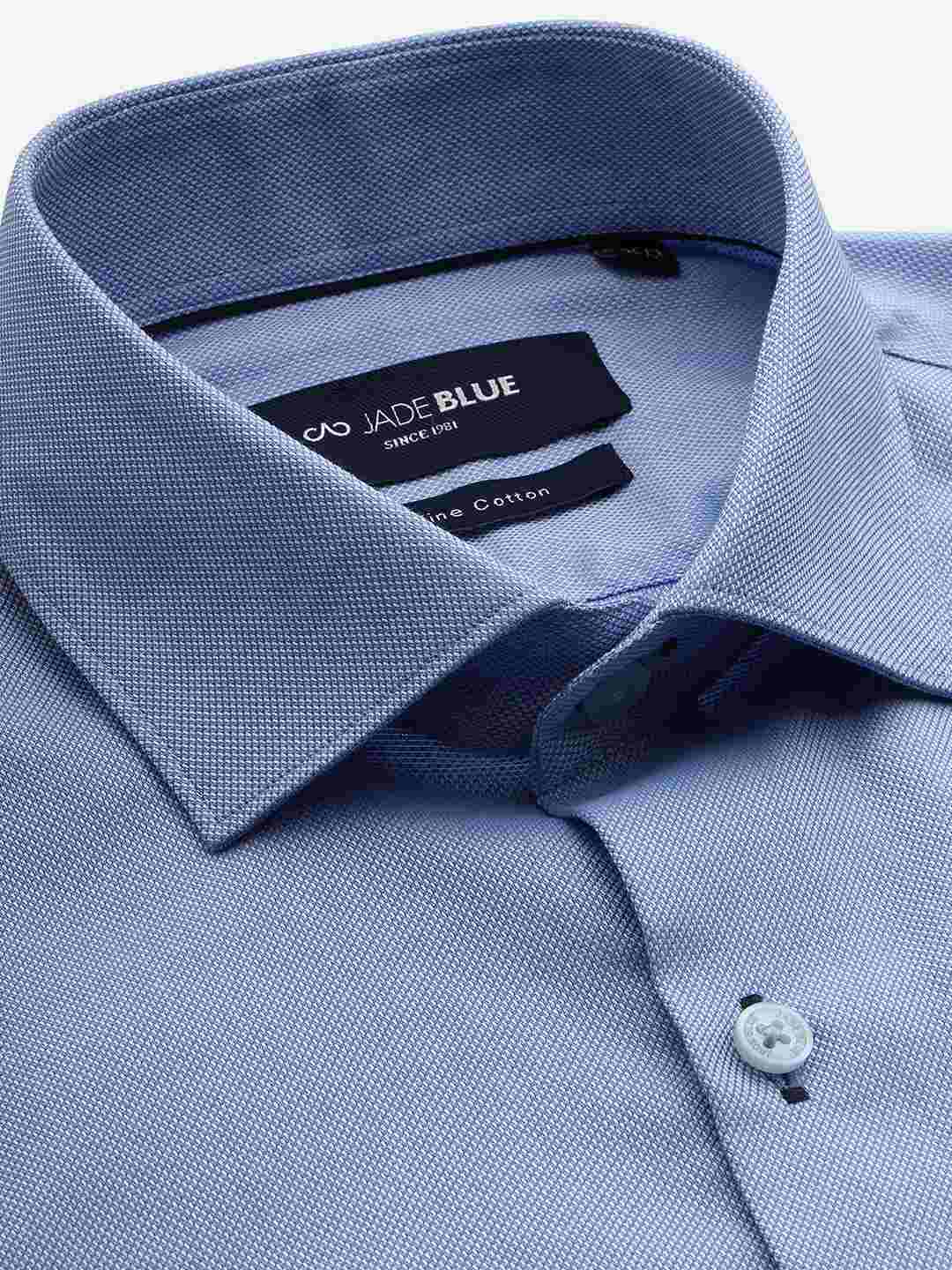 Blue Solid Regular Fit Formal Shirt | JadeBlue