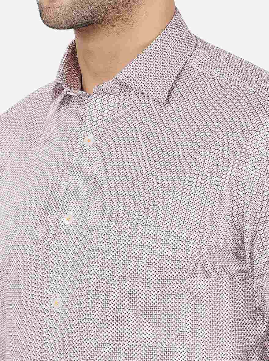 Blue & Brown Printed Slim Fit Formal Shirt | Metal