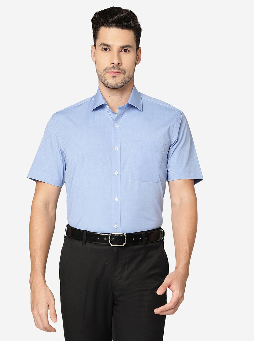 Sky Blue Solid Regular fit Formal Shirt | JadeBlue
