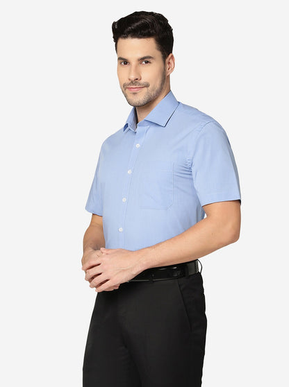 Sky Blue Solid Regular fit Formal Shirt | JadeBlue