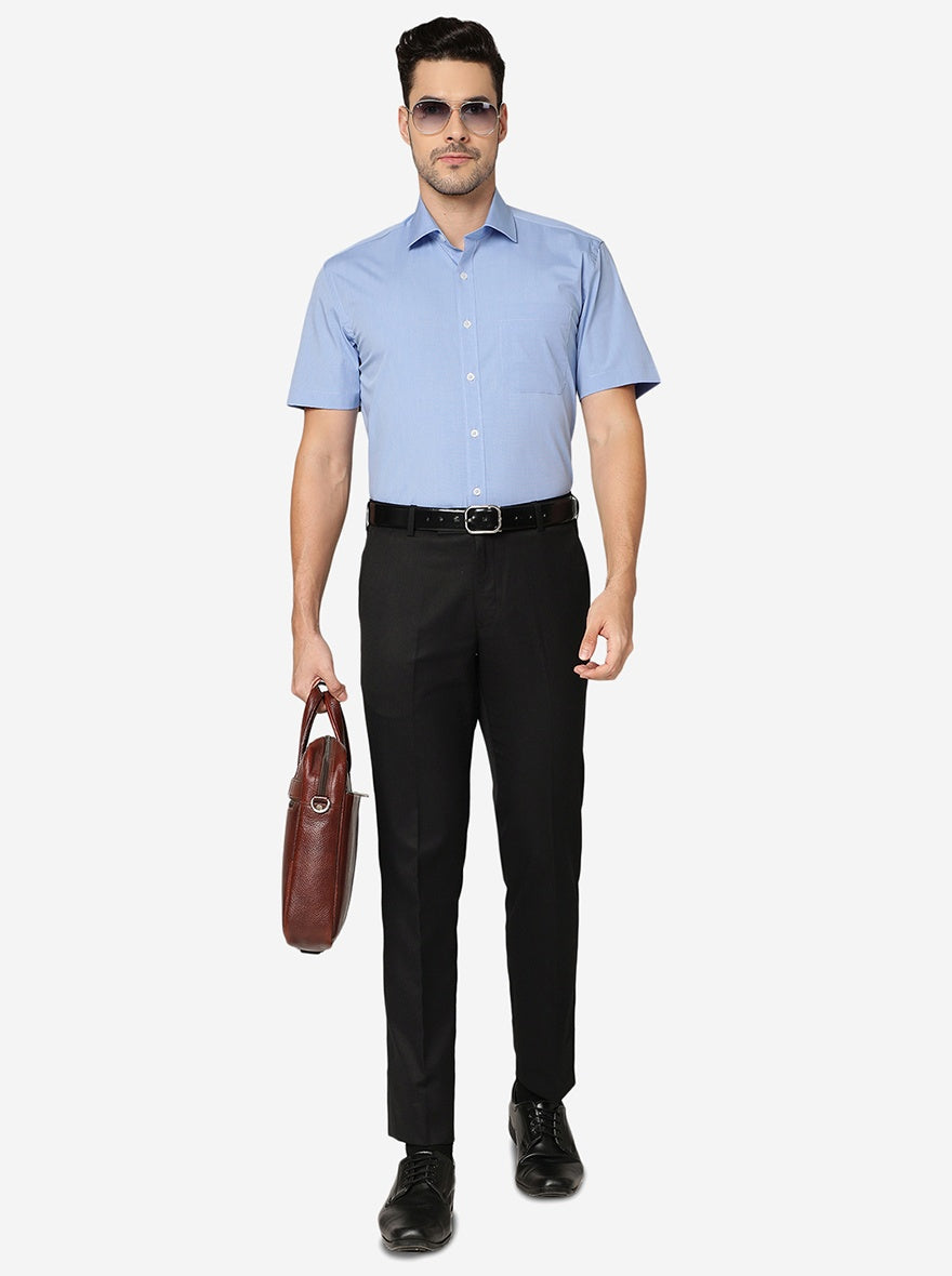 Sky Blue Solid Regular fit Formal Shirt | JadeBlue