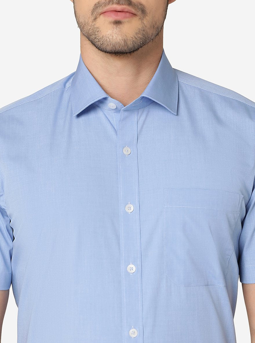 Sky Blue Solid Regular fit Formal Shirt | JadeBlue