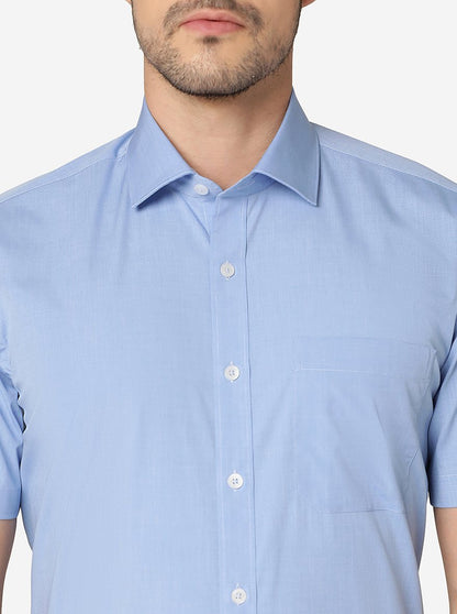 Sky Blue Solid Regular fit Formal Shirt | JadeBlue