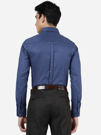 Blue Solid Slim Fit Formal Shirt | JadeBlue Youth