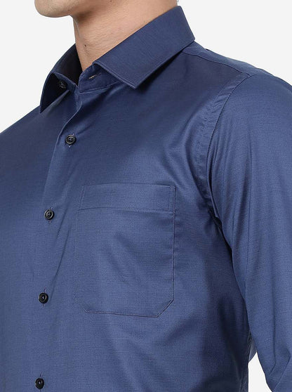 Blue Solid Slim Fit Formal Shirt | JadeBlue Youth