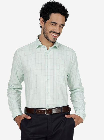 Aqua Checked Regular Fit Formal Shirt | JadeBlue