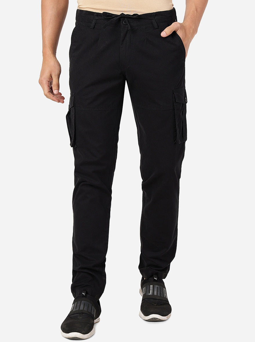 Black Solid Slim Fit Track Pant | JadeBlue