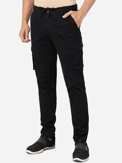 Black Solid Slim Fit Track Pant | JadeBlue