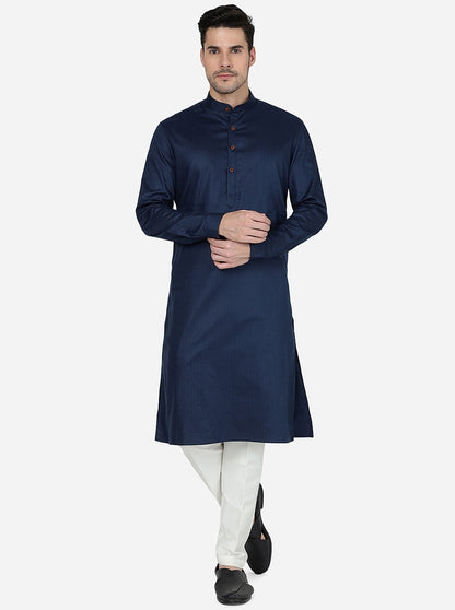Arabian Blue Solid Regular Fit Modi Kurta | JadeBlue