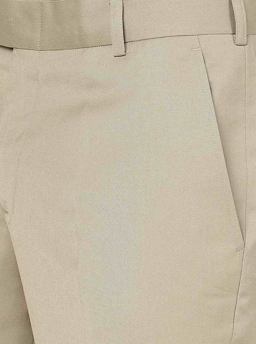 Khakhi Solid Slim Fit Formal Trouser | Metal