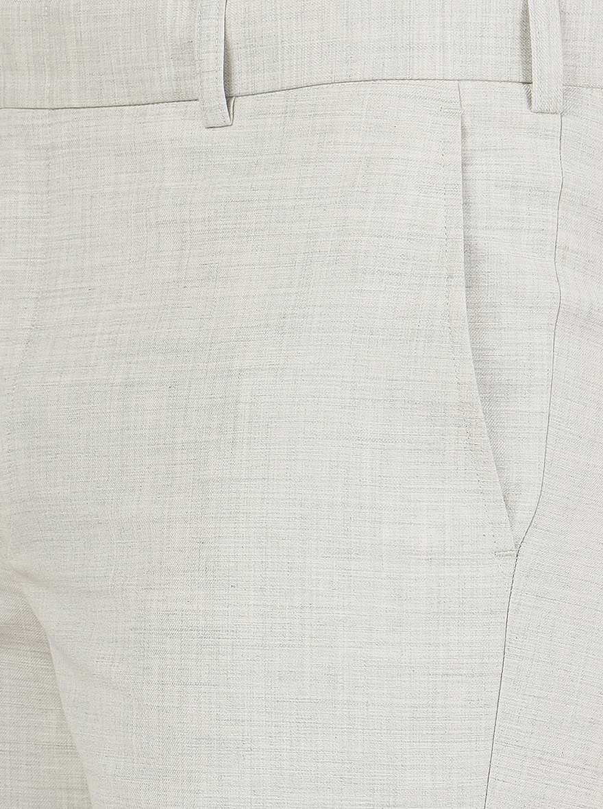 Light Grey Solid Slim Fit Formal Trouser | Metal