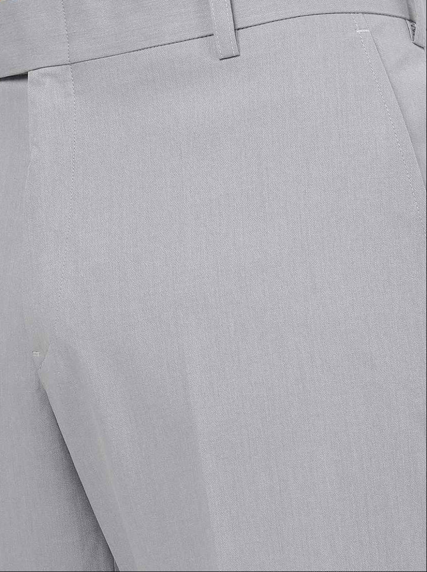 Grey Solid Slim Fit Formal Trouser | Metal