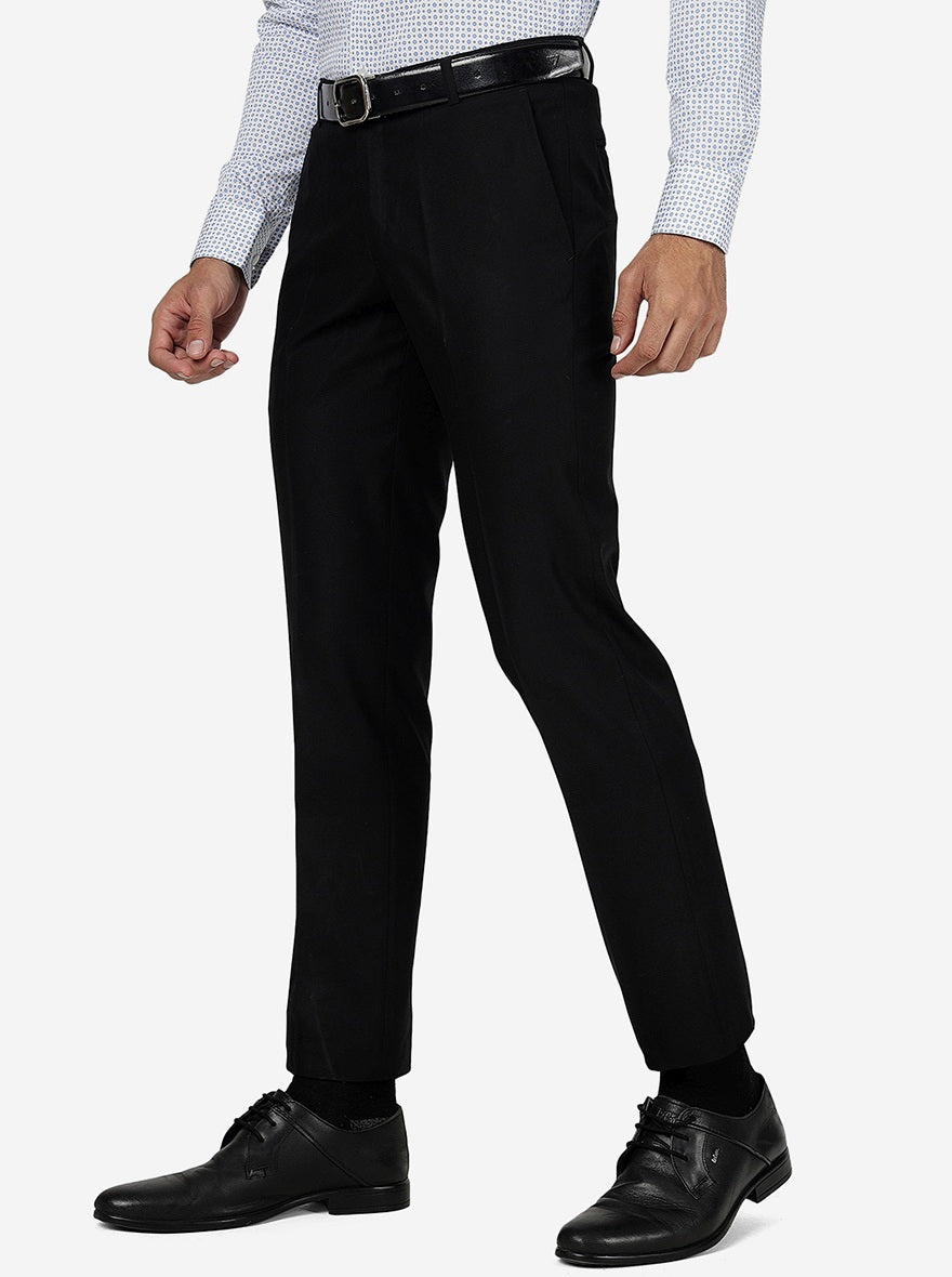 Black Solid Slim fit Formal Trouser | Metal