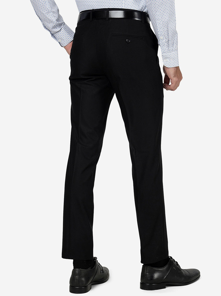 Black Solid Slim fit Formal Trouser | Metal