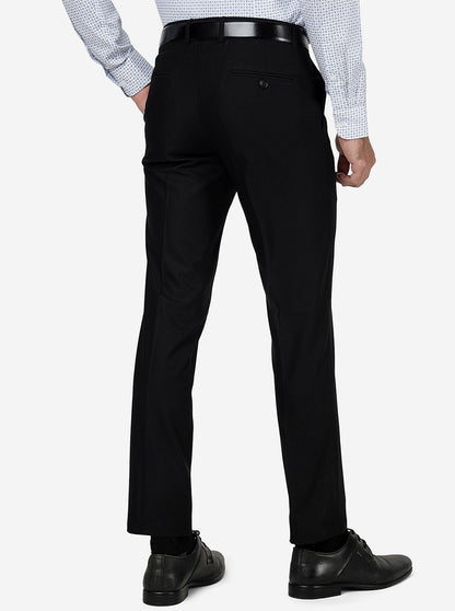 Black Solid Slim fit Formal Trouser | Metal
