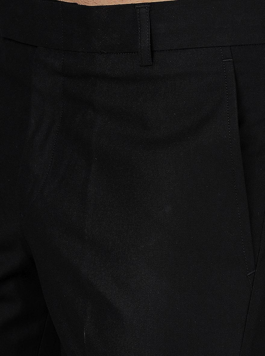 Black Solid Slim fit Formal Trouser | Metal