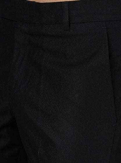 Black Solid Slim fit Formal Trouser | Metal