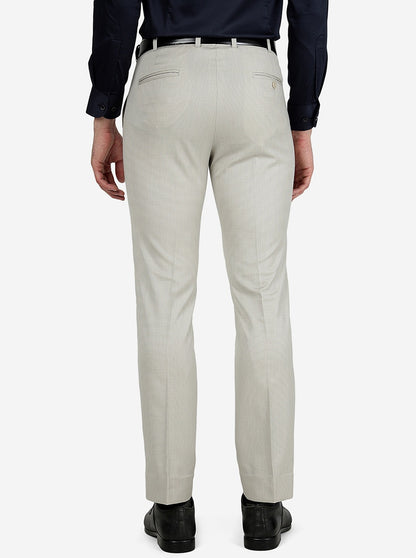 Beige Solid Slim Fit Formal Trouser | Metal