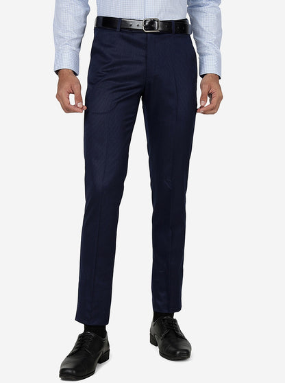 Royal Blue Solid Slim fit Formal Trouser | Metal