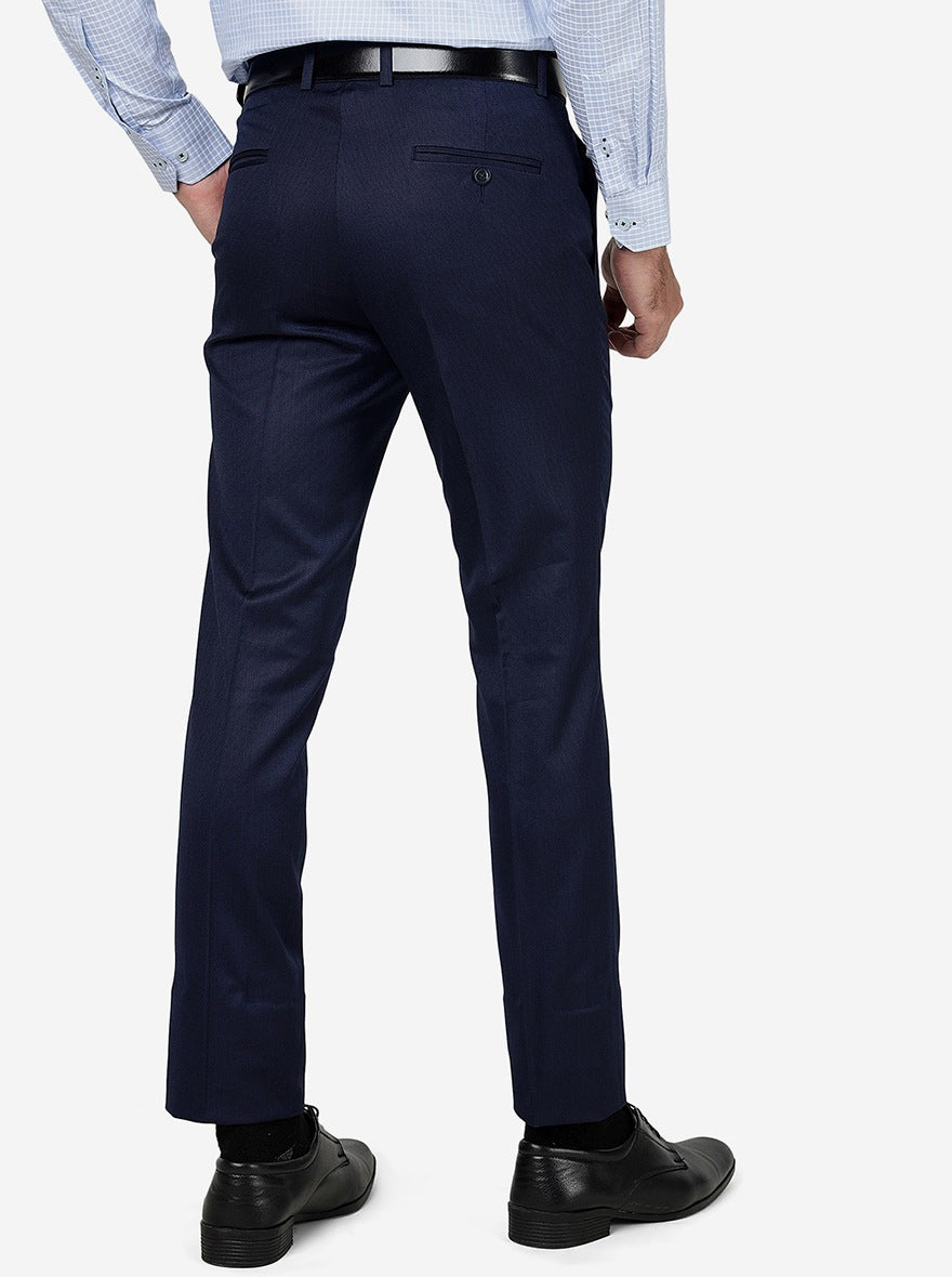 Royal Blue Solid Slim fit Formal Trouser | Metal