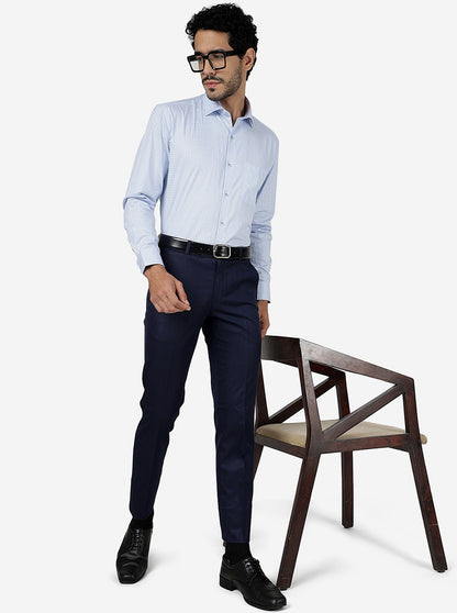 Royal Blue Solid Slim fit Formal Trouser | Metal