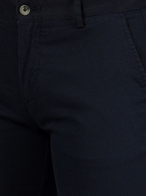 Navy Blue Solid Super Slim Fit Casual Trouser | Greenfibre