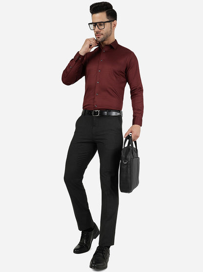 Maroon Striped Slim Fit Party Wear Shirt | Greenfibre