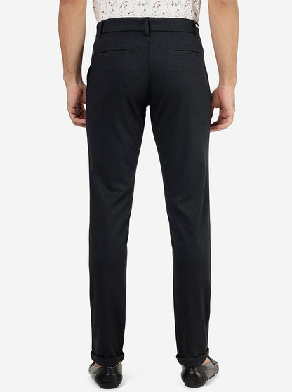 Navy Blue Solid Venice Fit Casual Trouser | JadeBlue