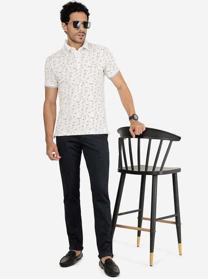 Navy Blue Solid Venice Fit Casual Trouser | JadeBlue