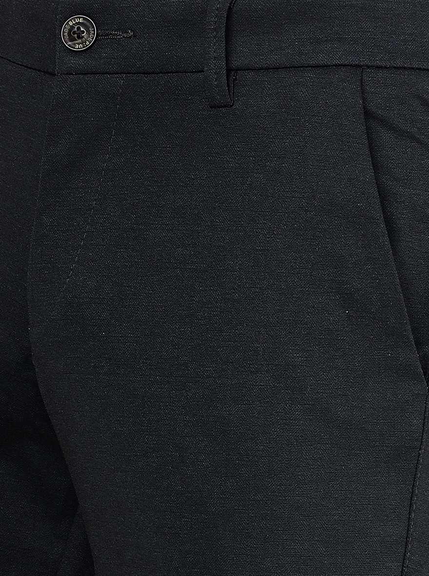 Navy Blue Solid Venice Fit Casual Trouser | JadeBlue