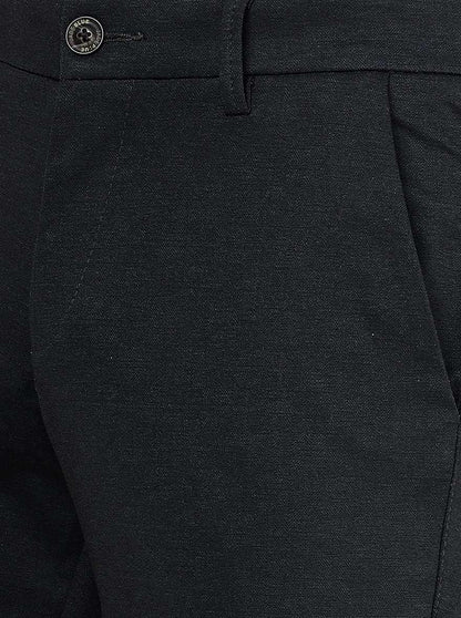 Navy Blue Solid Venice Fit Casual Trouser | JadeBlue