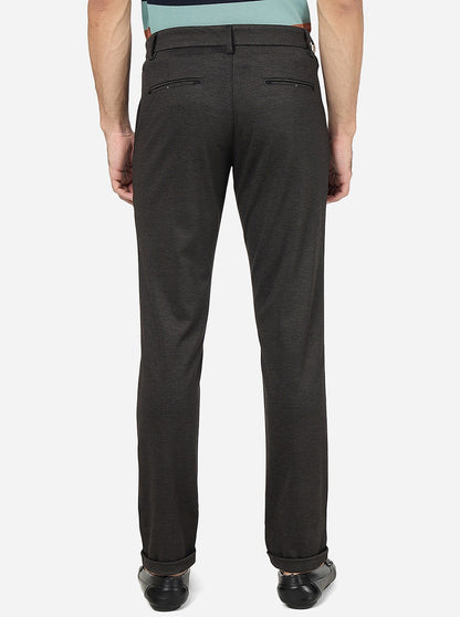 Dark Brown Solid Venice Fit Casual Trouser | JadeBlue