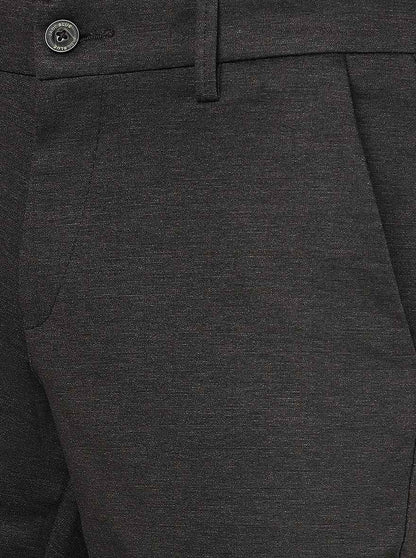 Dark Brown Solid Venice Fit Casual Trouser | JadeBlue