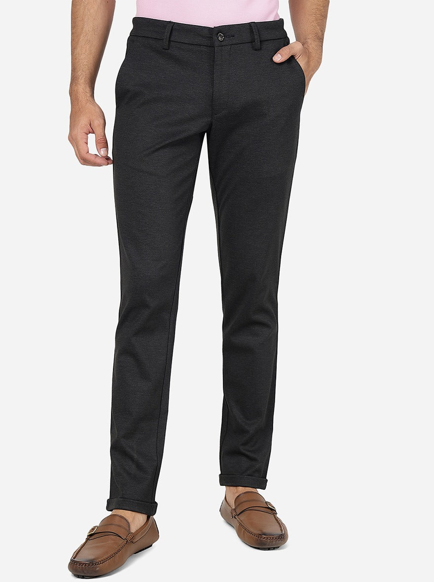 Black Solid Venice Fit Casual Trouser | JadeBlue