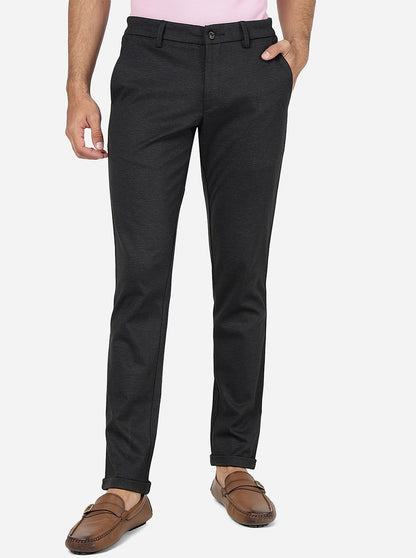 Black Solid Venice Fit Casual Trouser | JadeBlue